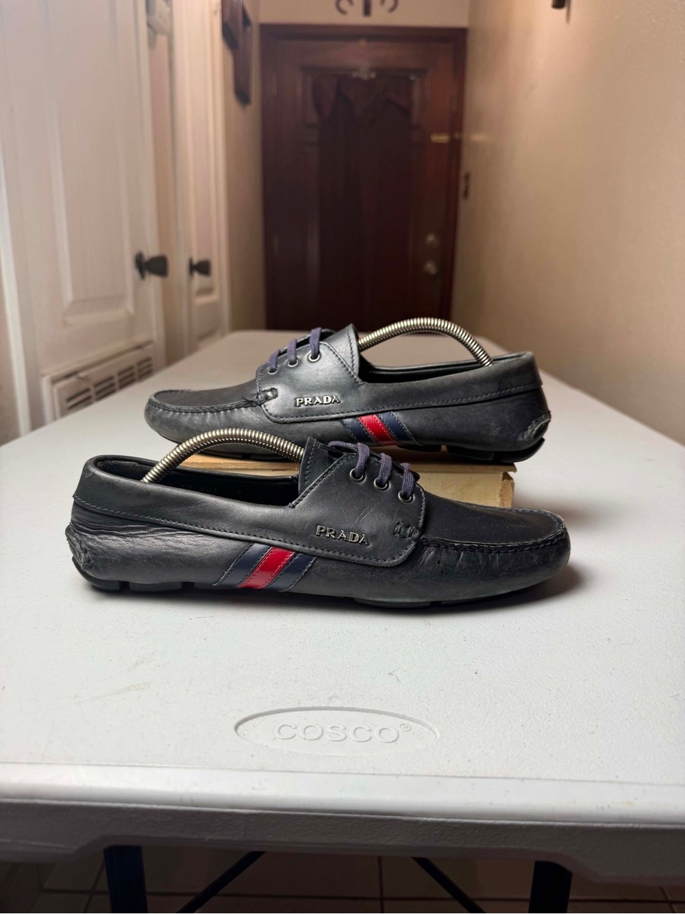 black leather Prada driving loafers Sz 8 / US 9